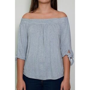 Lucky Brand Women's XS Black Striped Off-The-Shoulder Blouse‎